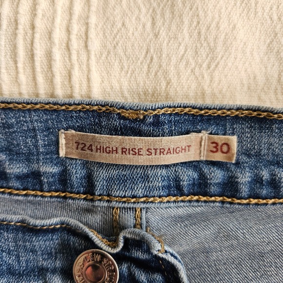 Levis 724 High Rise Straight Raw Hem Jeans Denim Skater Streetwear Women Size 30 - Picture 3 of 11